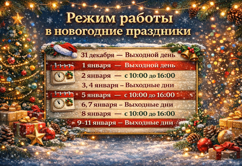 Режим работы в новогодние праздники